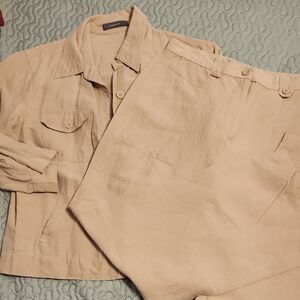 Liz Claiborne Beige Shirt and Pants Ensemble